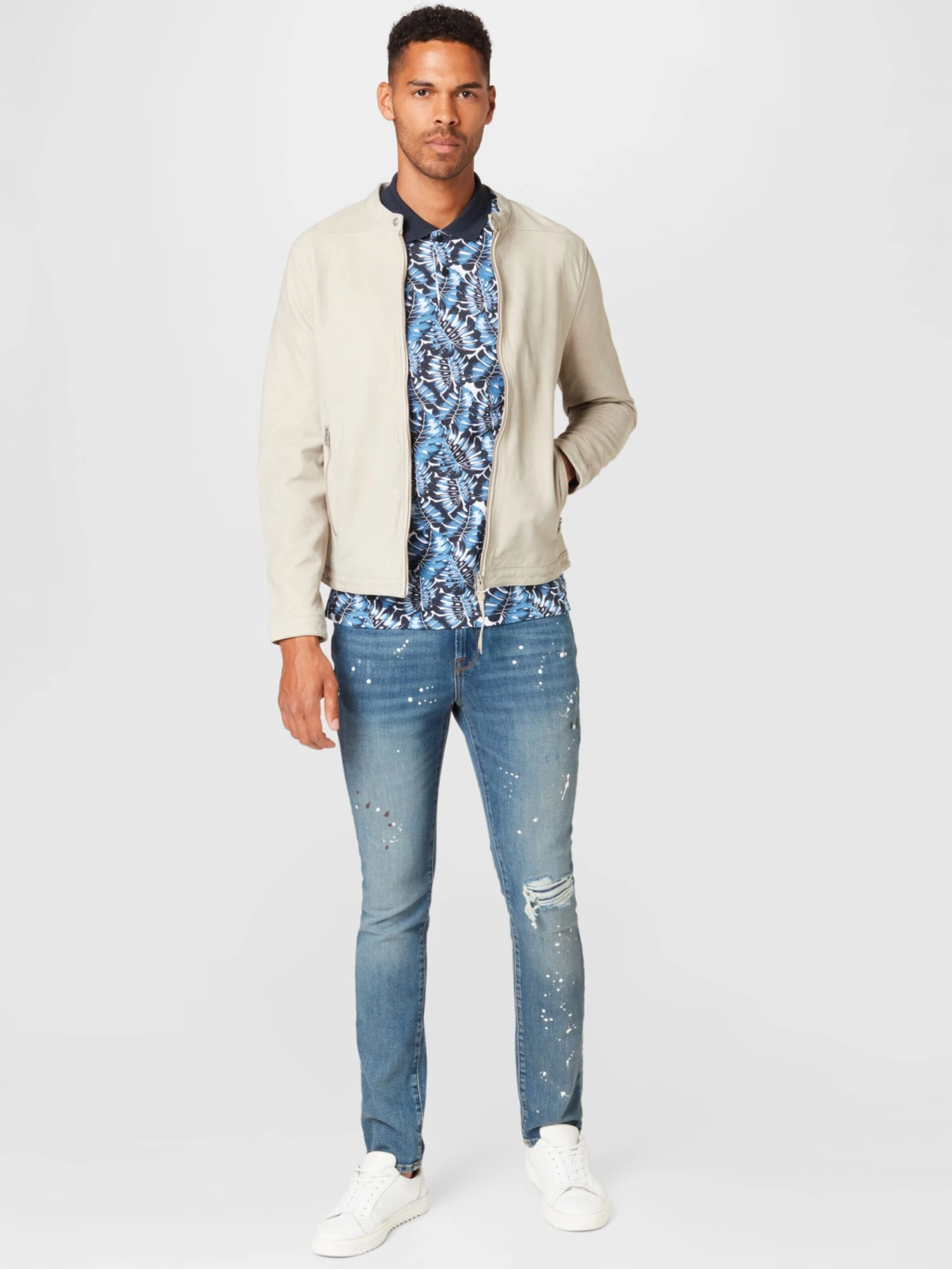 AllSaints Leren Jassen Tussenjas Marina Heren Taupe 7 AllSaints Leren Jassen Tussenjas Marina Heren Taupe - Afbeelding 5