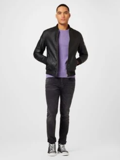 Jack & Jones Leren Jassen Tussenjas ROCKY Heren Zwart -Jack & Jones Winkel 19b759bd9c8102ec0a51b6202bd82e03