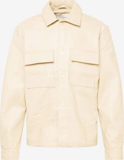 RIVER ISLAND Leren Jassen Tussenjas Heren Crème