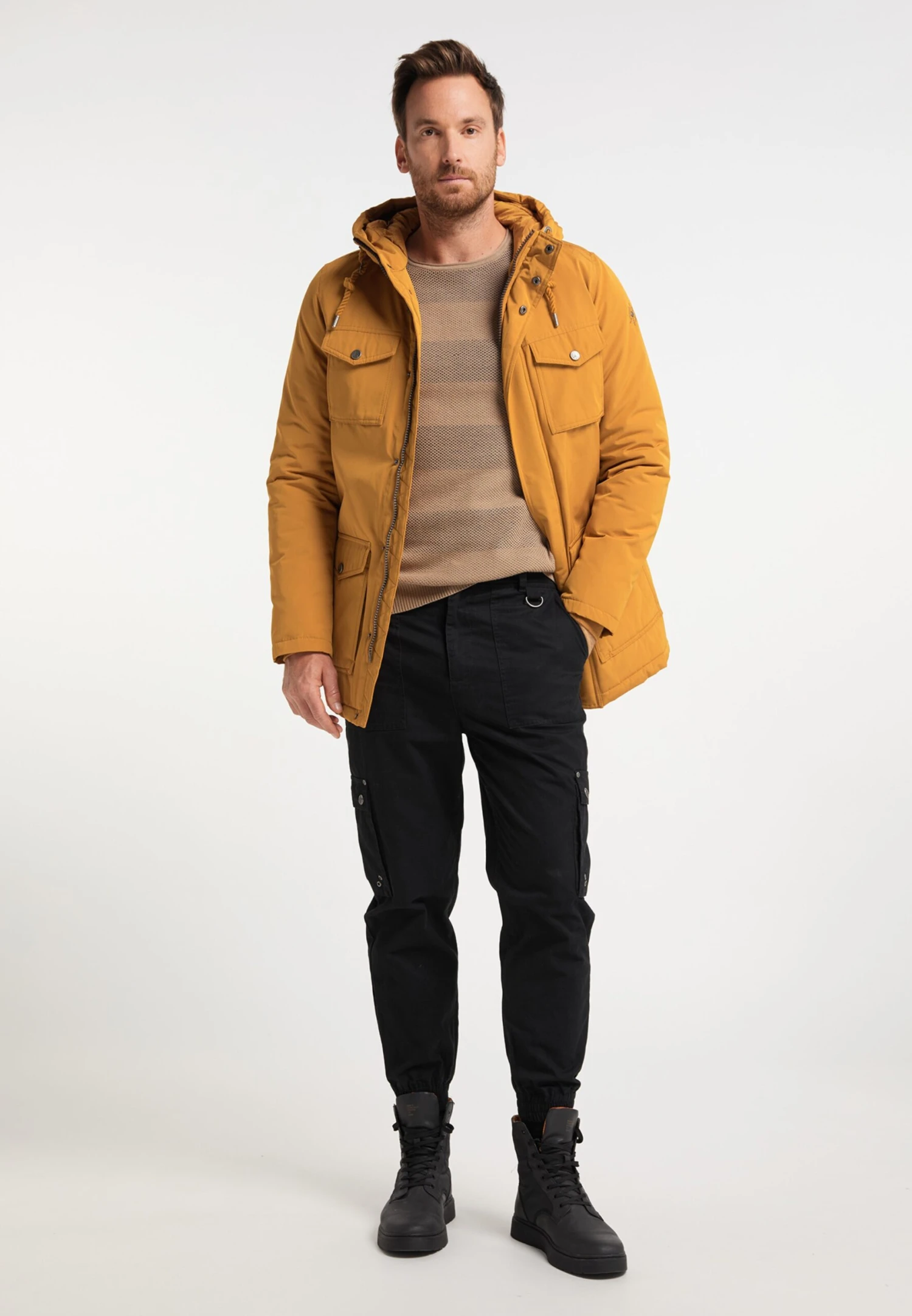 DreiMaster Vintage Parkas Winterparka Heren Mosterd 6 DreiMaster Vintage Parkas Winterparka Heren Mosterd - Afbeelding 4