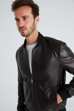 Leren Jassen Tussenjas MONTY Heren Zwart -Jack & Jones Winkel 5b310cc0235665de24f07bf114376e0c