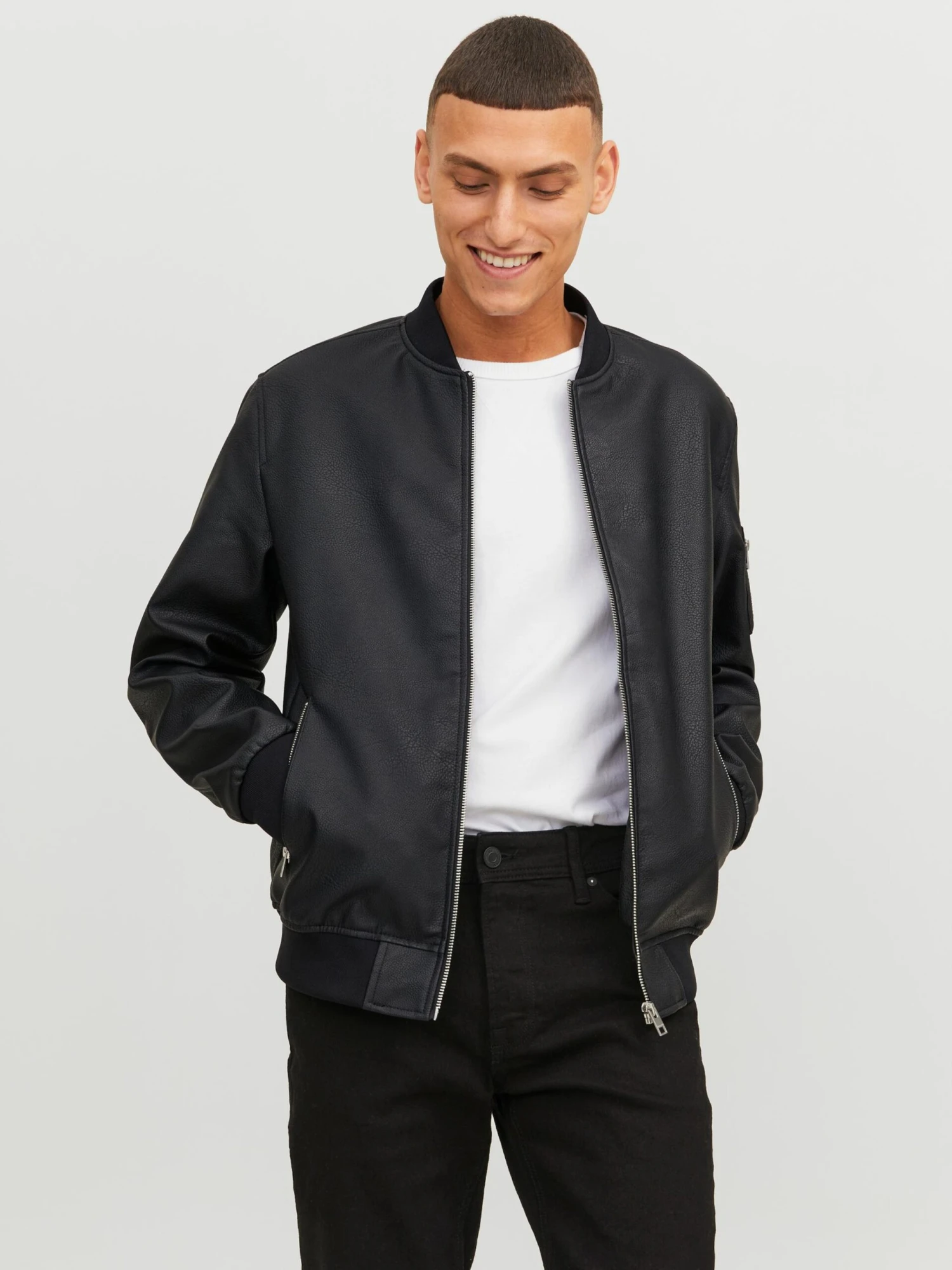 Jack & Jones Leren Jassen Tussenjas Rocky Heren Zwart 4 Jack & Jones Leren Jassen Tussenjas Rocky Heren Zwart - Afbeelding 2