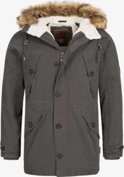 Indicode Jeans Parkas Winterparka Fann Heren Donkergrijs