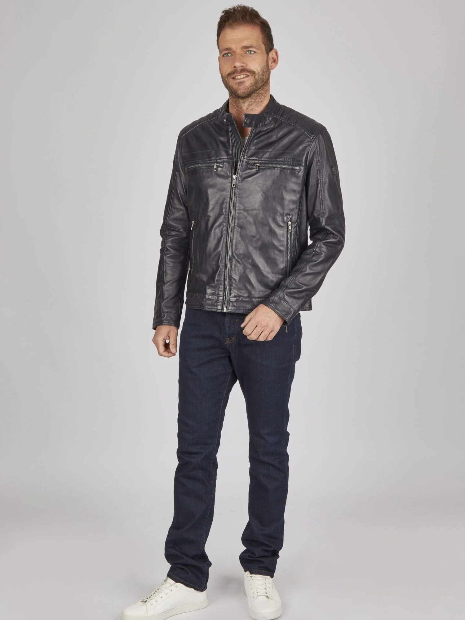 Bugatti Leren Jassen Tussenjas Heren Donkerblauw 6 Bugatti Leren Jassen Tussenjas Heren Donkerblauw - Afbeelding 4