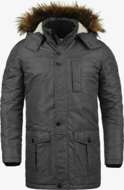 Solid Parkas Winterparka Octavus Heren Zwart GemĂȘleerd