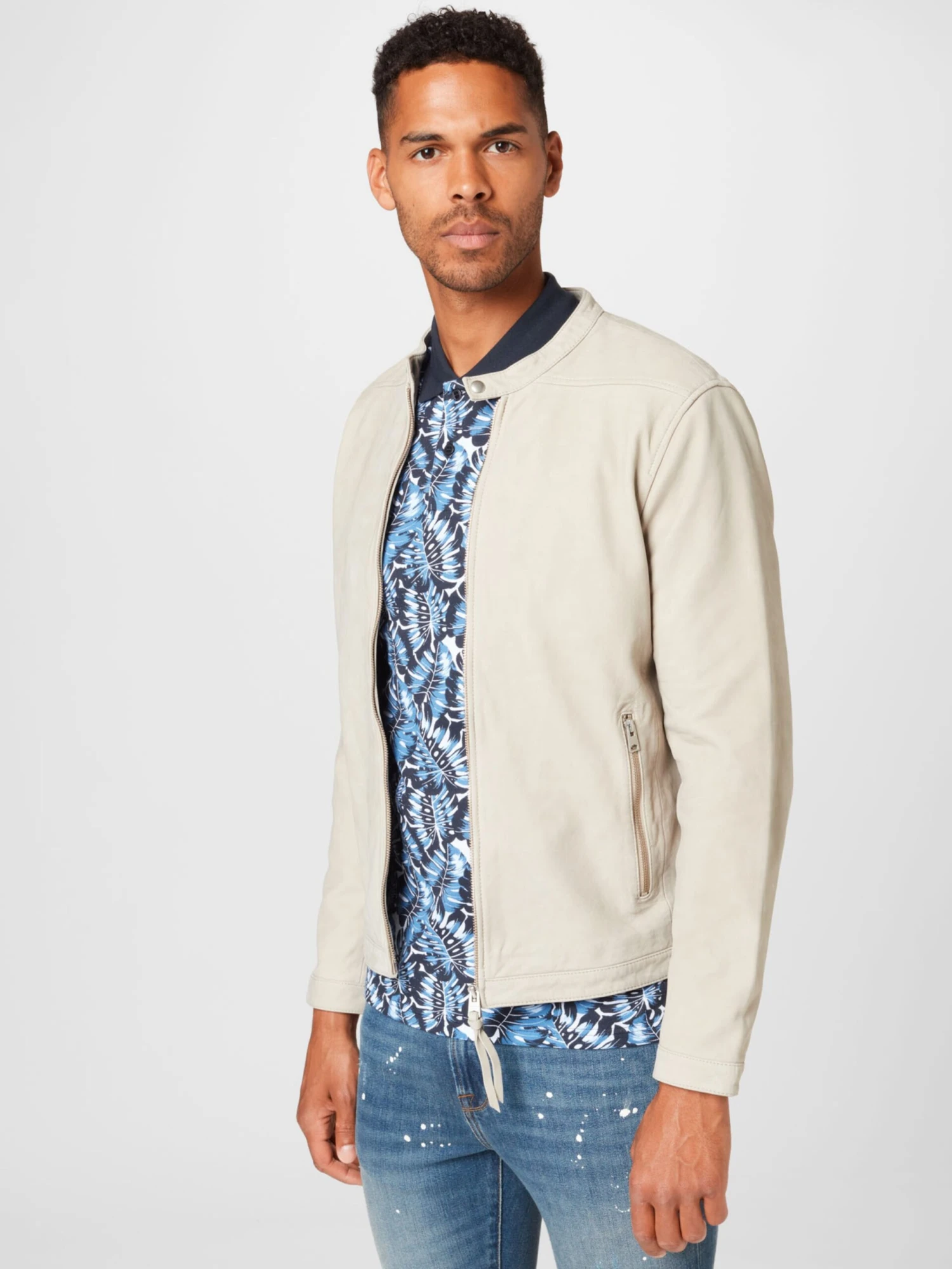 AllSaints Leren Jassen Tussenjas Marina Heren Taupe 5 AllSaints Leren Jassen Tussenjas Marina Heren Taupe - Afbeelding 3