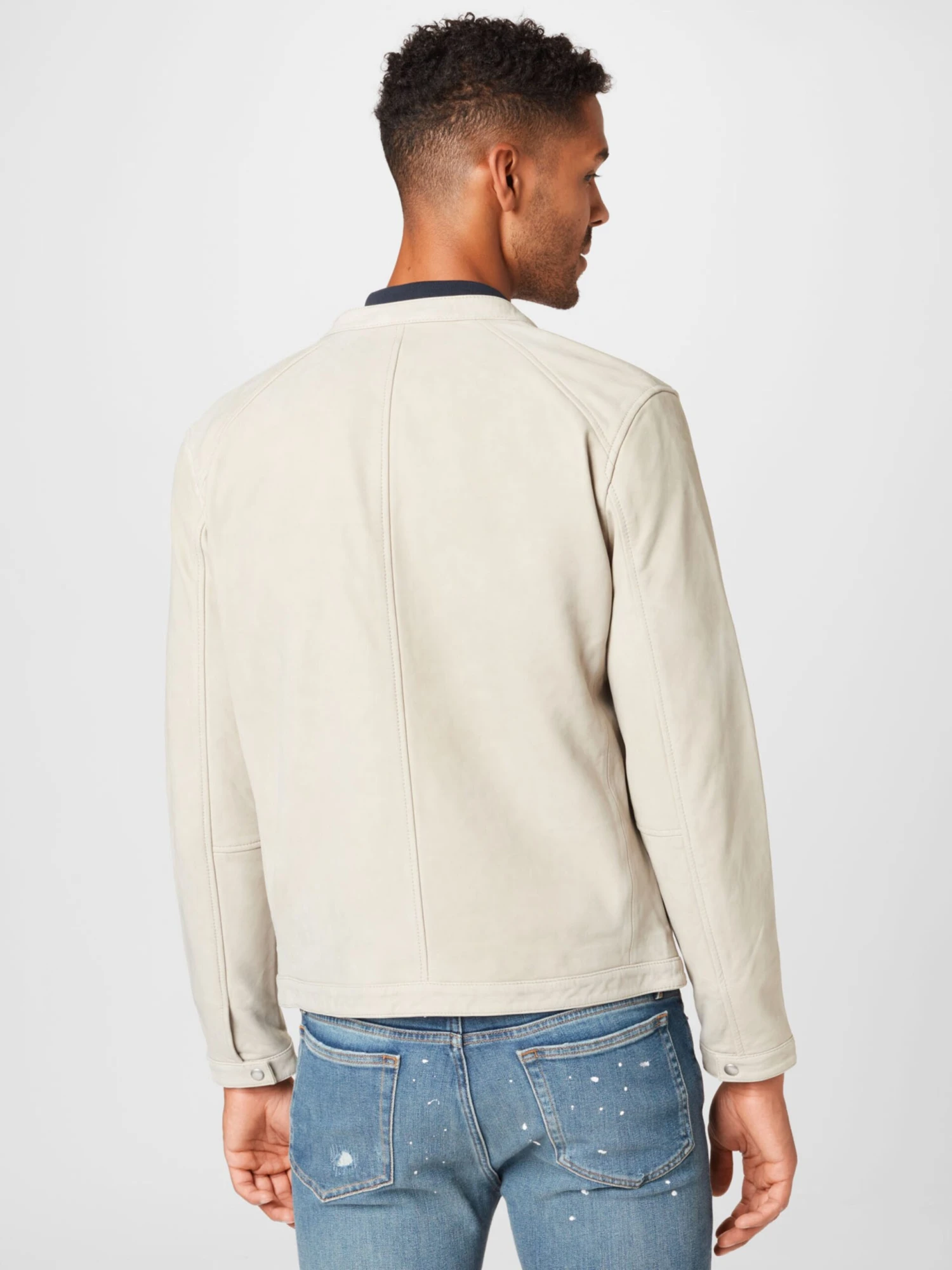 AllSaints Leren Jassen Tussenjas Marina Heren Taupe 6 AllSaints Leren Jassen Tussenjas Marina Heren Taupe - Afbeelding 4