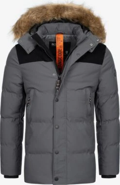 Indicode Jeans Parkas Winterparka Hexyl Heren Donkergrijs