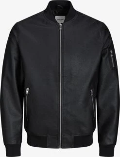 Jack & Jones Leren Jassen Tussenjas Rocky Heren Zwart