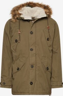 Indicode Jeans Parkas Winterparka Fann Heren Olijfgroen