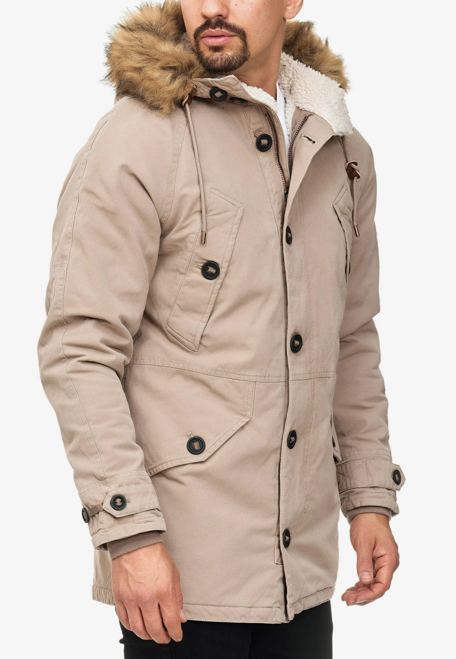 Indicode Jeans Parkas Winterparka Fann Heren Beige 5 Indicode Jeans Parkas Winterparka Fann Heren Beige - Afbeelding 3