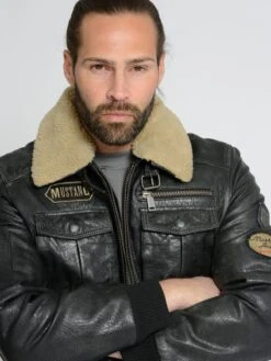 Mustang Leren Jassen Tussenjas Karlstad Heren Zwart -Jack & Jones Winkel d8b81a302b5532ea79a3ae3d125eea05