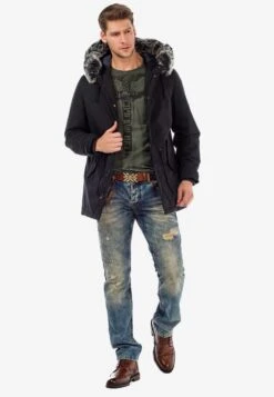Cipo & Baxx Parkas Winterparka Army Heren Zwart -Jack & Jones Winkel eb6fbc3864a35173264aa8107dcce1f5